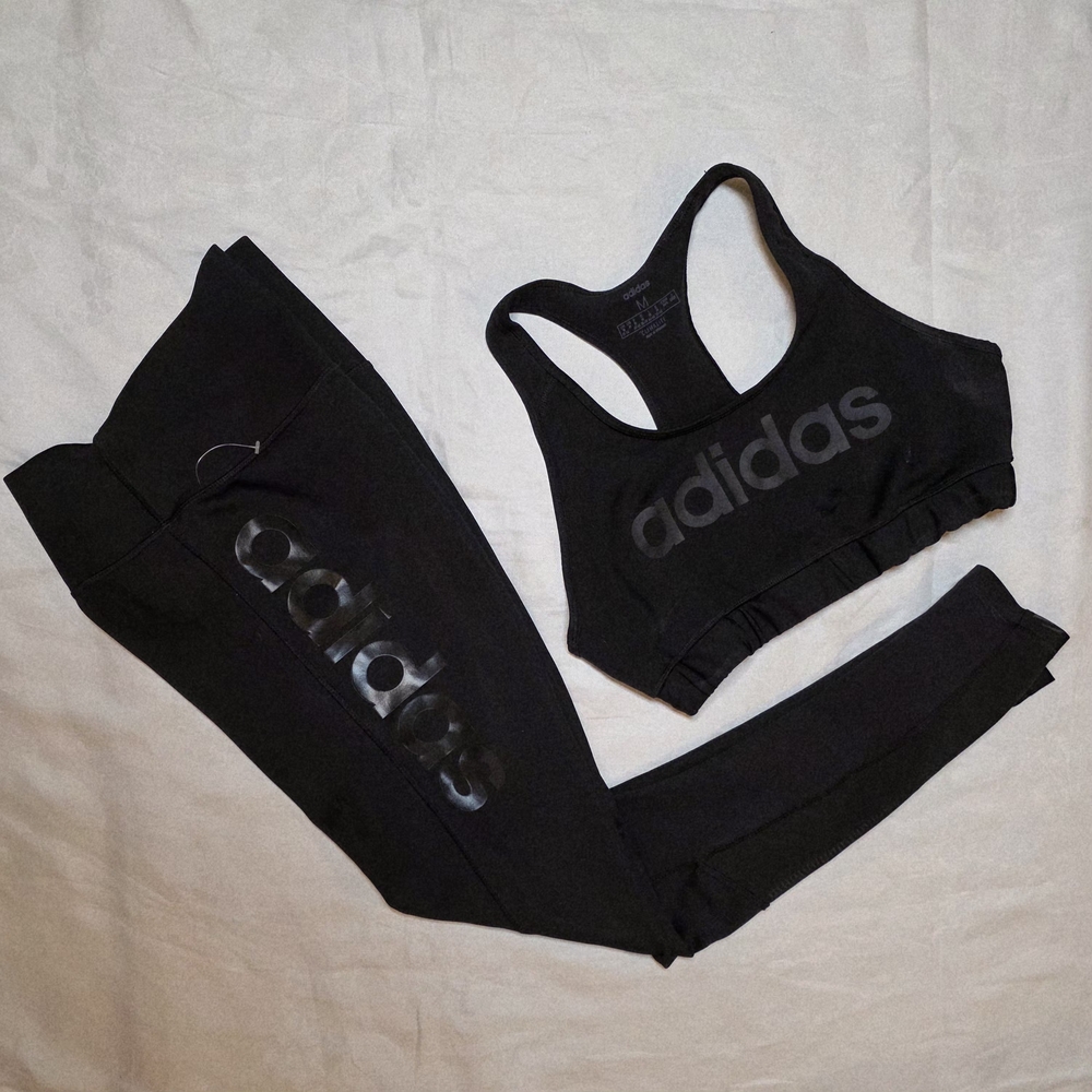 Adidas Black Sports Bra and Leggings Set